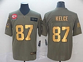 Nike Chiefs 87 Travis Kelce 2019 Olive Gold Salute To Service Limited Jersey